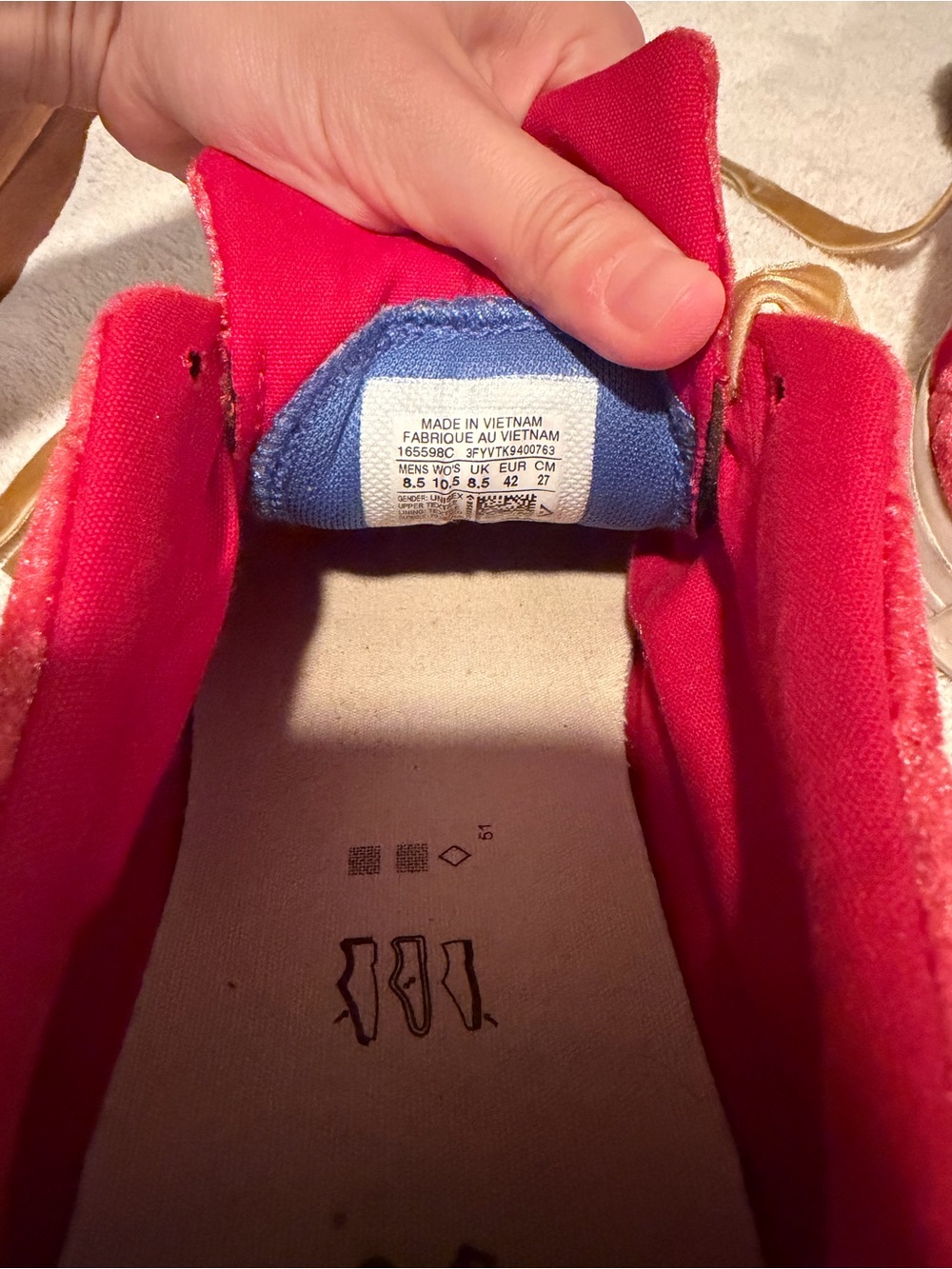 Converse Golf le fleur Red Velvet Low-Top Sneakers with Gold Velvet Laces - Picture 8 of 9